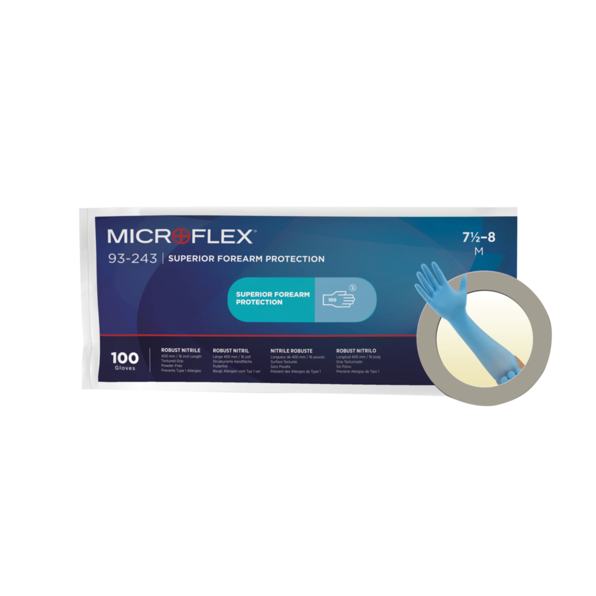 Microflex 93-243 Extra Long Nitrile Gloves